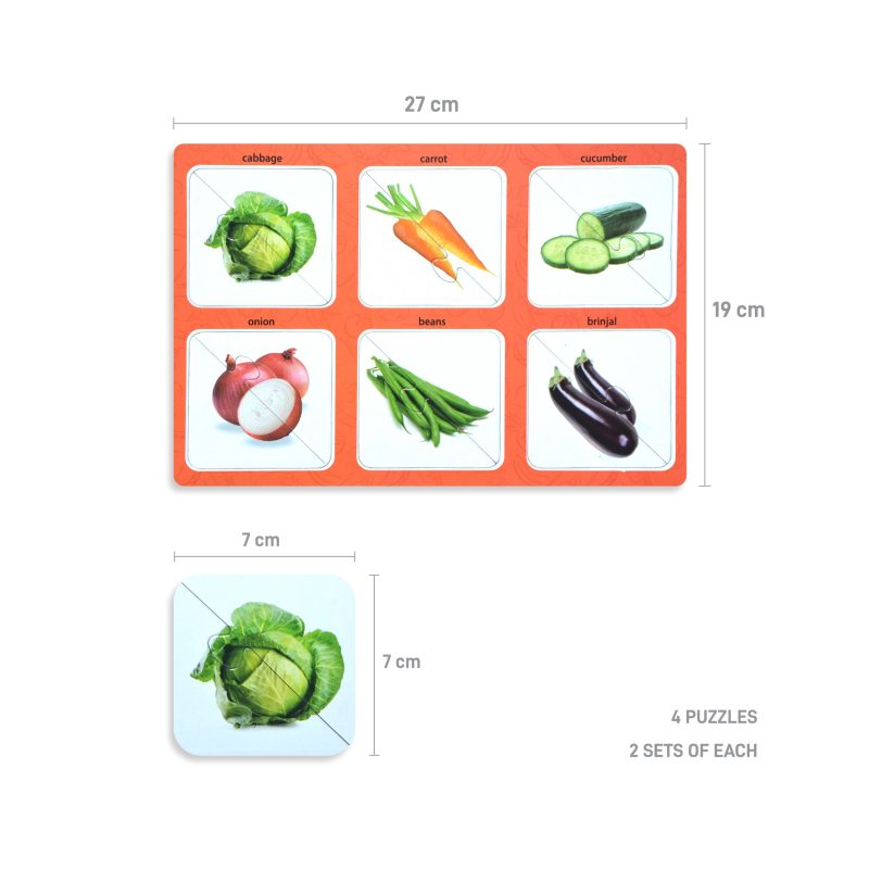 Fruits and Vegetables Puzzle - inside pieces size