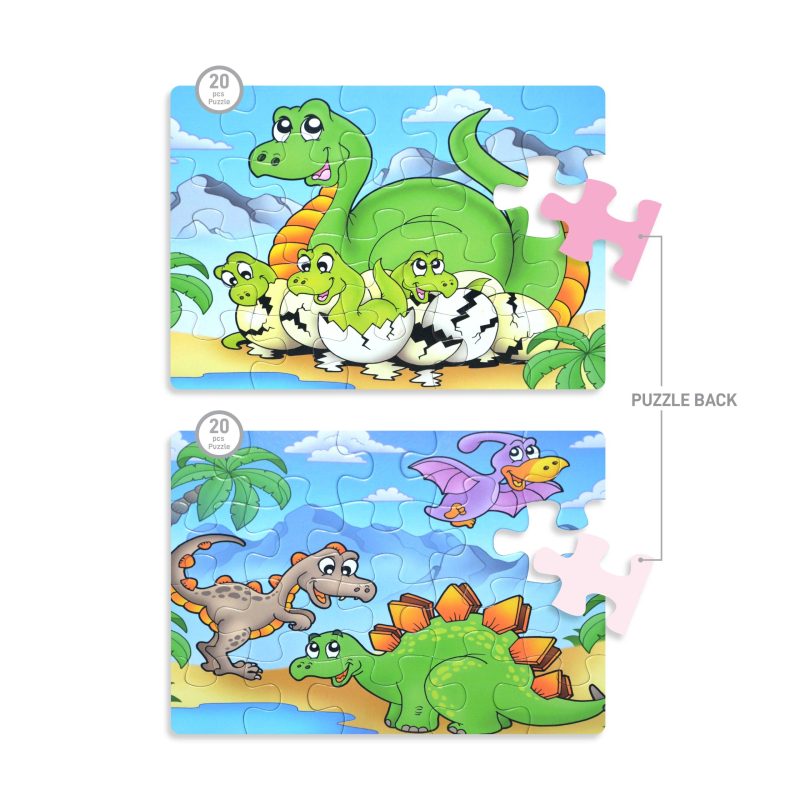 Dinosaurs Puzzle 20pcs x 2puzzles - 2 images with back image color