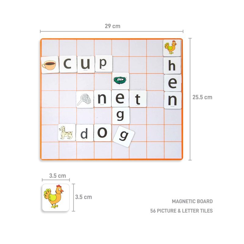 Magnetic Letters English 56 tiles and playboard sizes