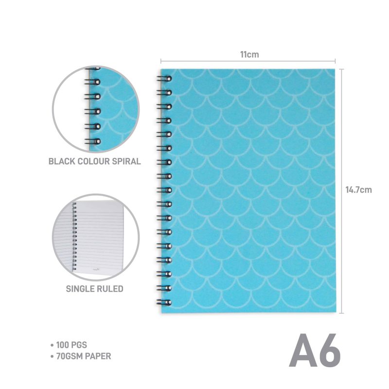 Mermaid A6 Spiral Note Book - 100p size