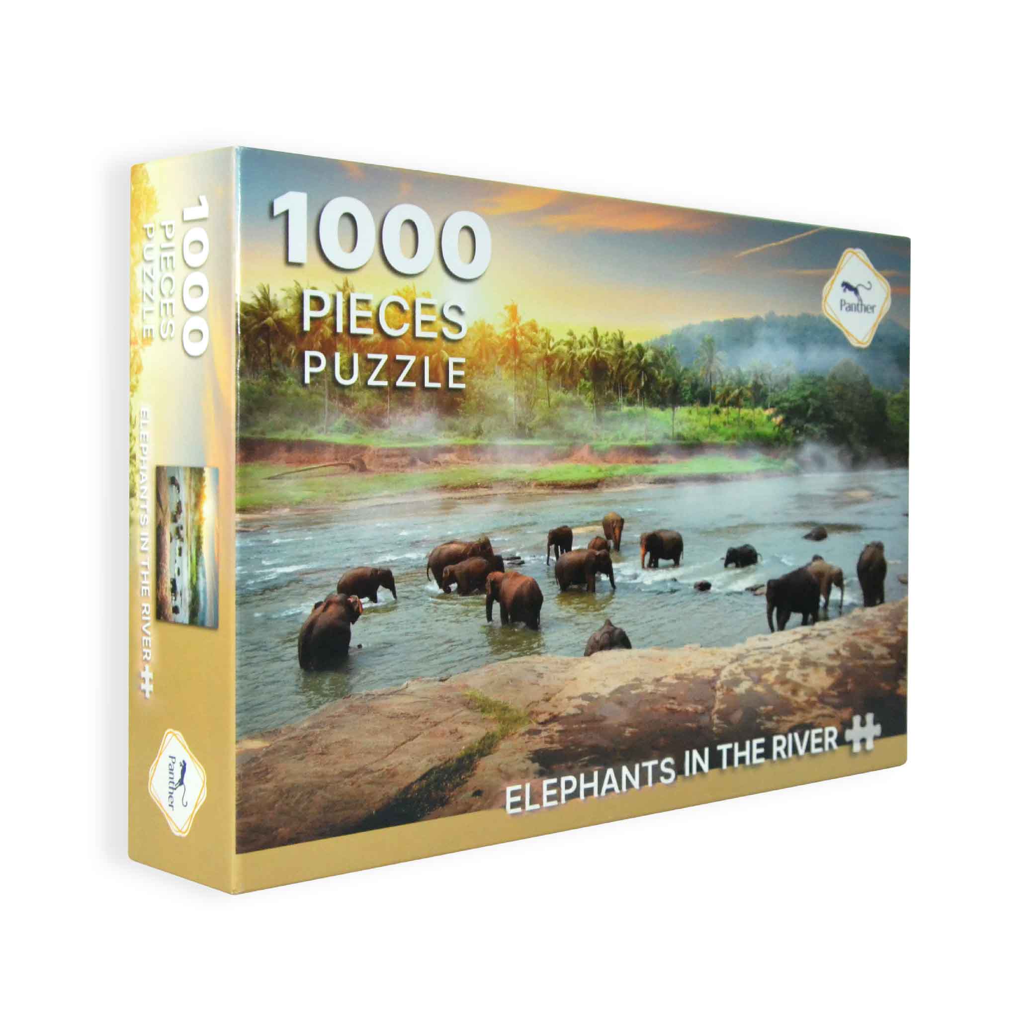 TY7665 Elephants in the River 1000pcs Puzzle 01