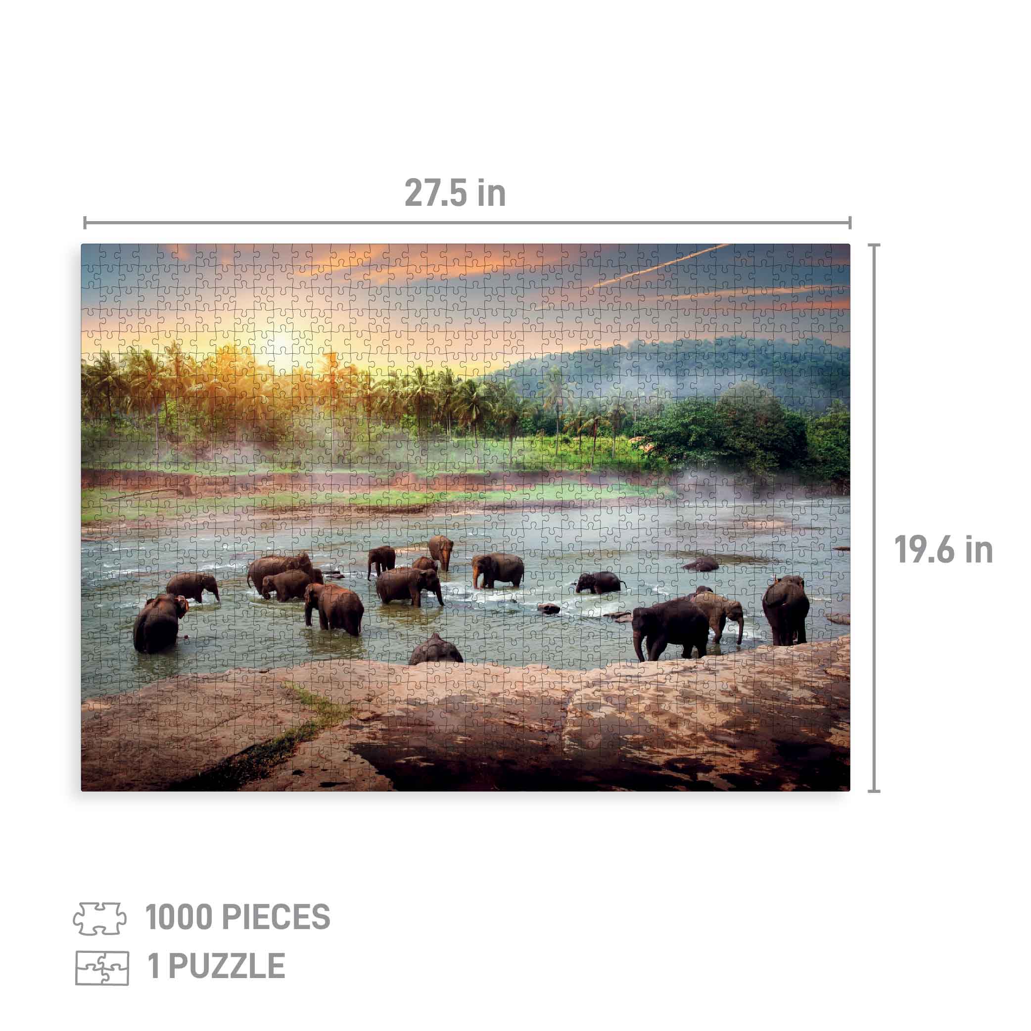 TY7665 Elephants in the River 1000pcs Puzzle 02